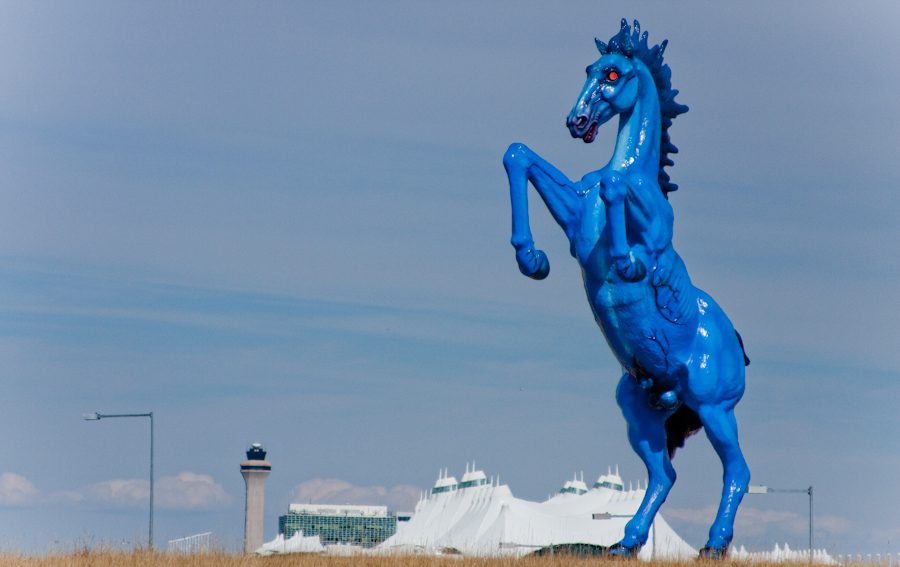 "Mustang," as it was dubbed by sculptor Luis Jiménez, was mounted in its place in front of the Denver International Airport in 2008.