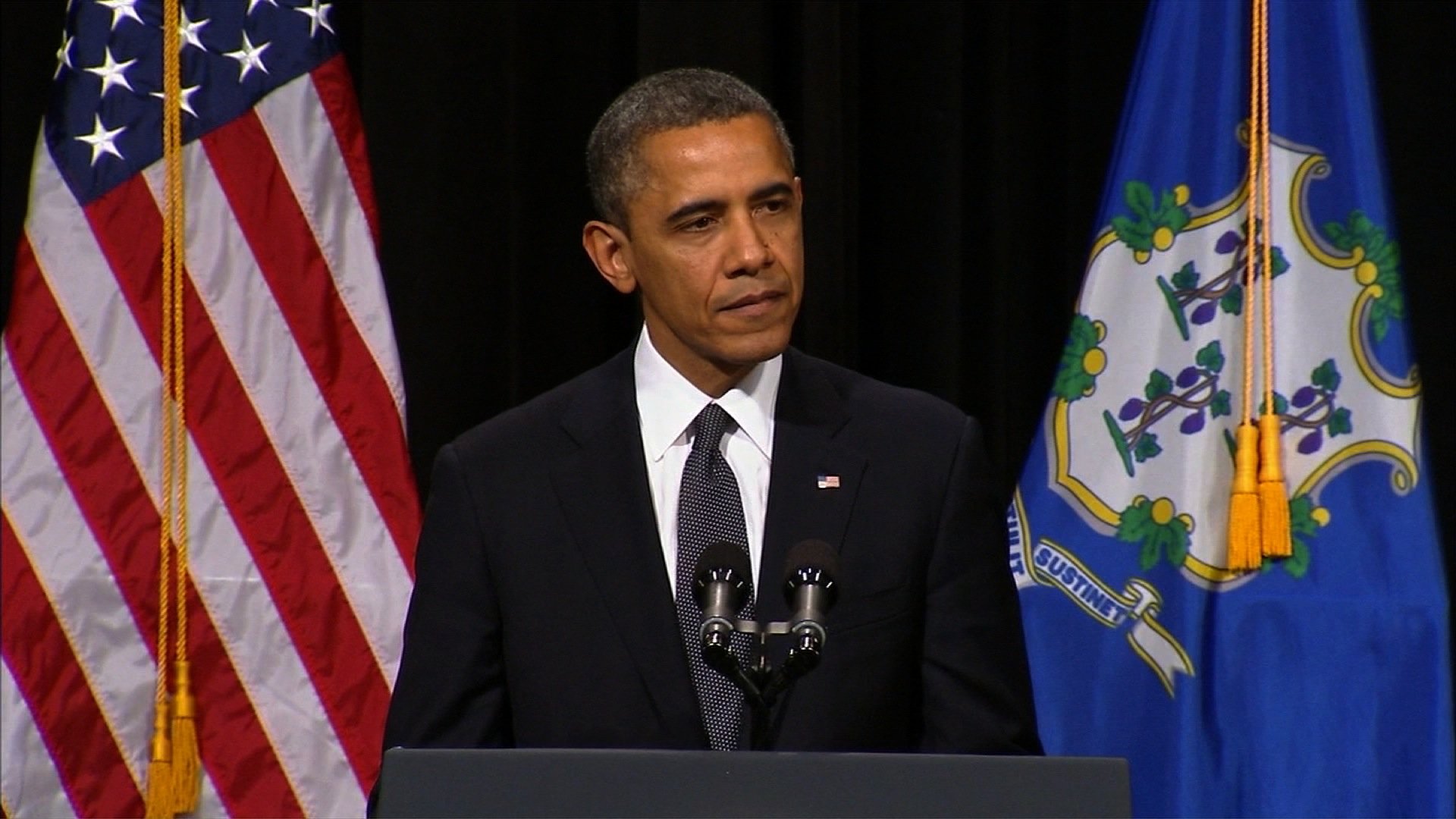 President Obama spoke at an interfaith prayer service in Newtown, CT, following a mass shooting that killed 20 first-graders. (Credit: CNN)