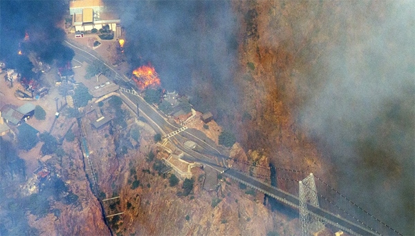 Fire consumes buildings in the Royal Gorge Park, just north of the iconic suspension bridge on June 12, 2013.