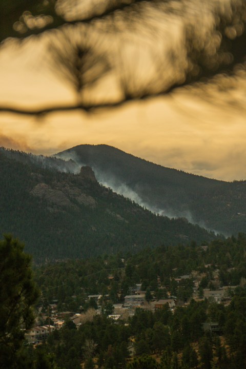 Photo of the Kruger Rock Fire burning near Estes Park taken Tuesday morning, Nov. 16, 2021.