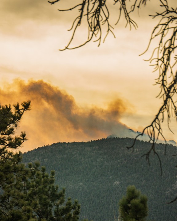 Photo of the Kruger Rock Fire burning near Estes Park taken Tuesday morning, Nov. 16, 2021.