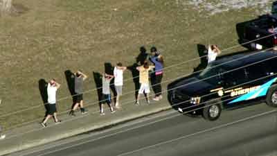 Students checked outside Arapahoe H.S