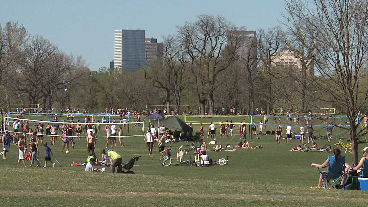 People active in Washington Park in Denver.