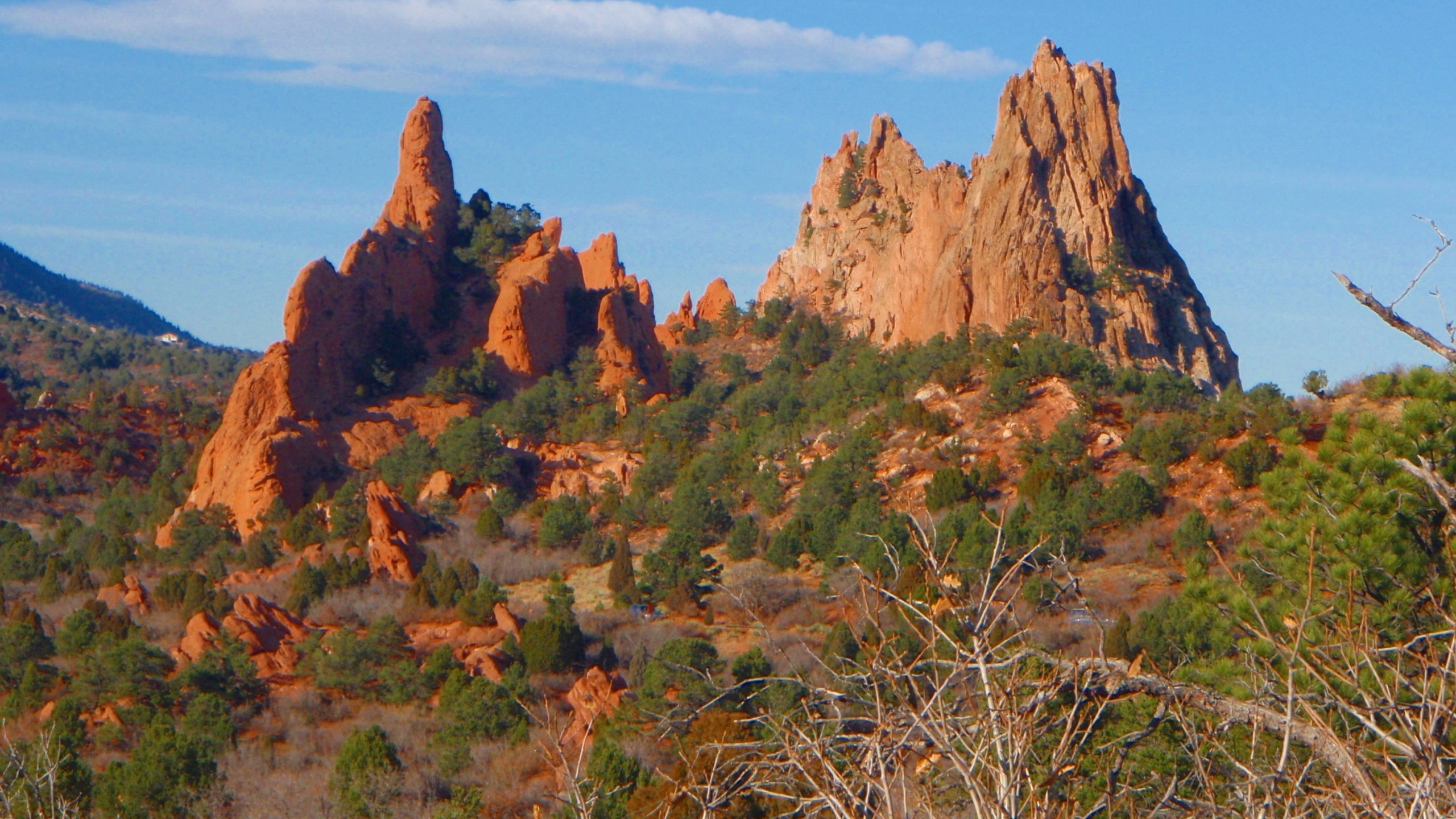 Catch a grand view of Pikes Peak from Garden of the Gods, some 1,300 acres of cliffs and boulders owned by the city of Colorado Springs, Colorado.