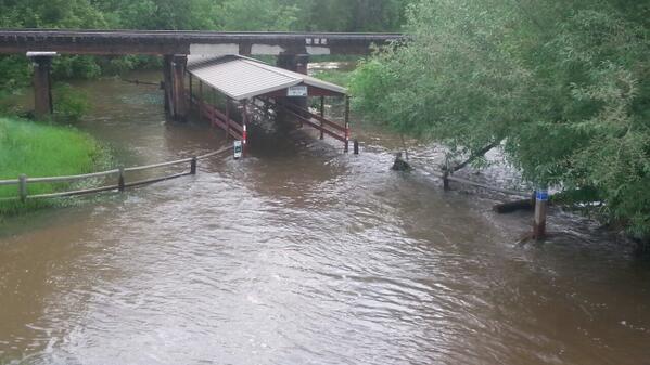 Poudre River and Trail at Highway 287 in Fort Collins, Colo. closed because of flooding. June 2, 2014