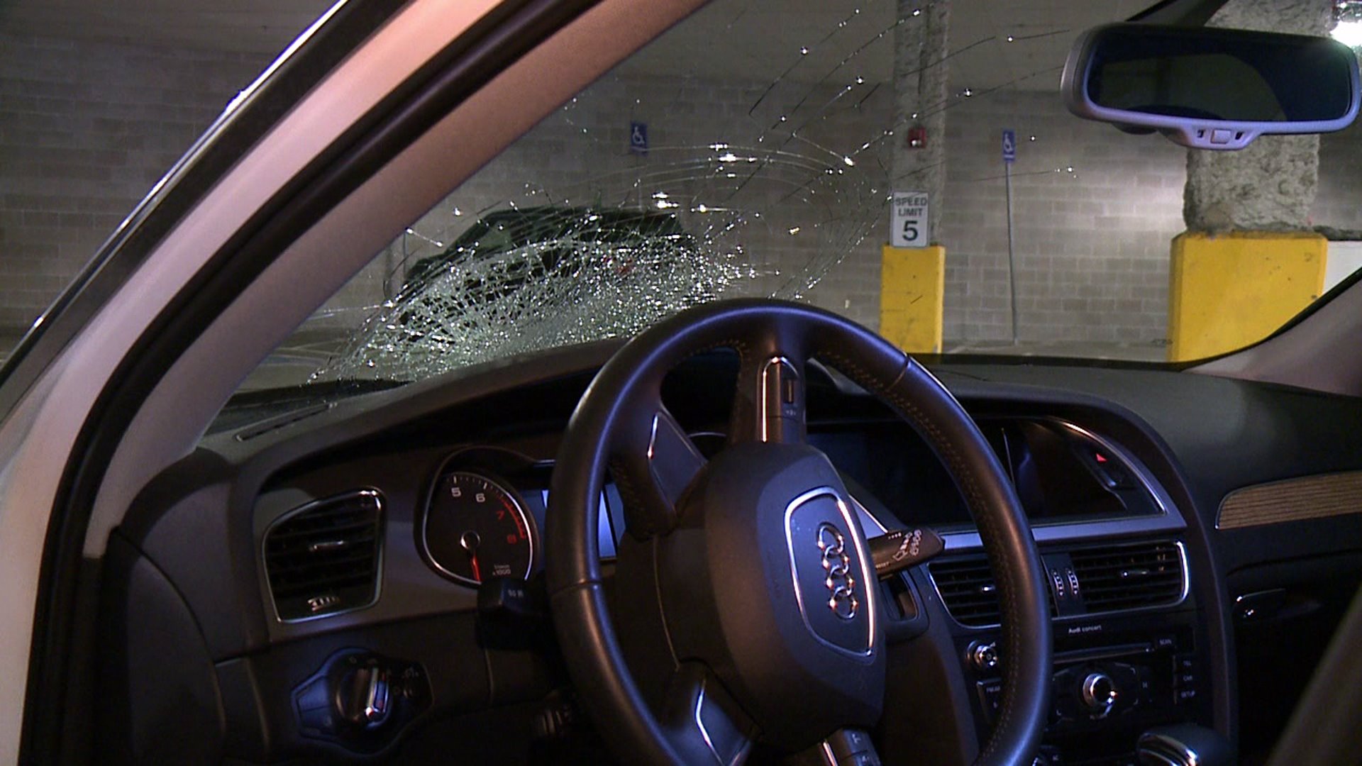 Road debris on I-25 smashes windshield