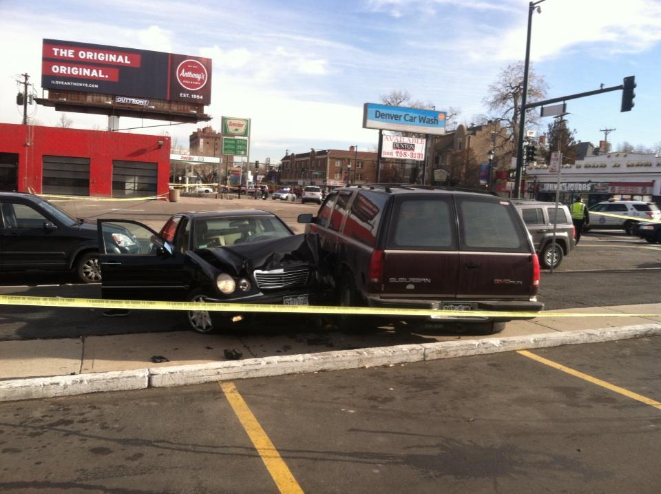 The car that hit the officers was a black Merecedes. Police said the driver had an "illness" when the officers were hit.