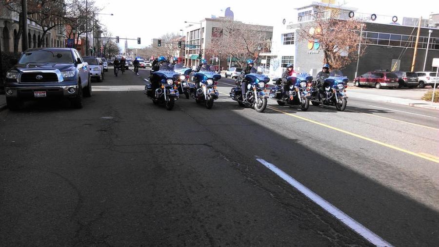 FOX31 Denver reporter Jon Bowman took this photo near Colfax Avenue and Humboldt. The officers were hit a few minutes later.