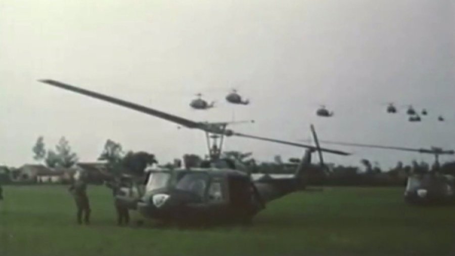 Huey helicopter during the Vietnam War