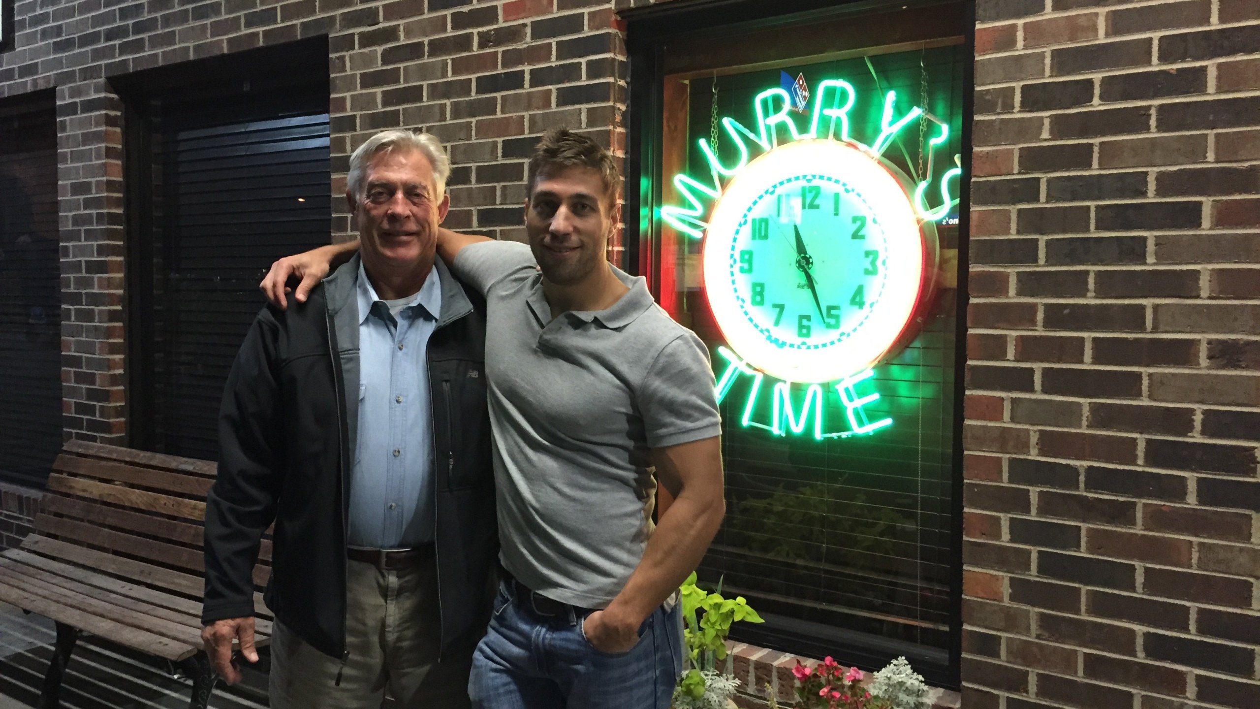 Ryan Ferguson and his father celebrate the one-year anniversary of Ryan's release on November 12, 2014.