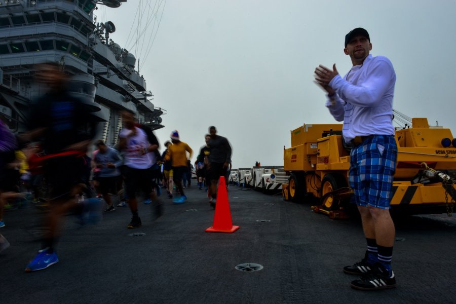 Navy photographer Ignacio Perez captured a shot of the USS John C. Stennis 1,100-foot-long warship as it was crusing in the Pacific Ocean steaming through a rainbow on Feb. 3, 2015