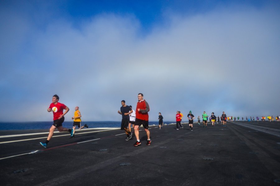 Navy photographer Ignacio Perez captured a shot of the USS John C. Stennis 1,100-foot-long warship as it was crusing in the Pacific Ocean steaming through a rainbow on Feb. 3, 2015