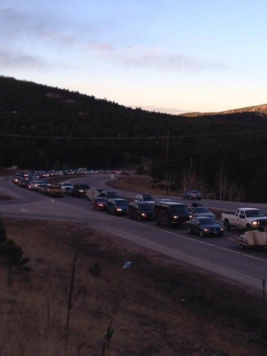 Traffic backed up due to motorcycle versus Jeep crash. (Photo: Elk Creek Fire)