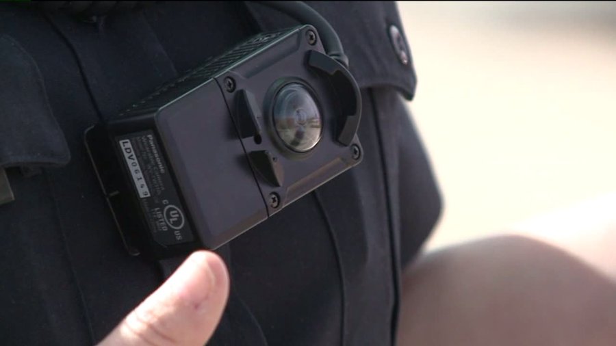 Body camera on police officer in Parker, Colo