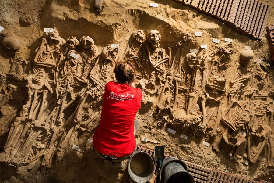 Workers digging underneath a Paris supermarket found as many as 200 skeletons. The skeletons were found as workers were doing renovations to the store in January, 2015. (Photo: CNN)