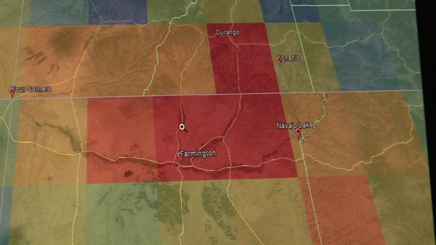 Methane concentration in Four Corners area