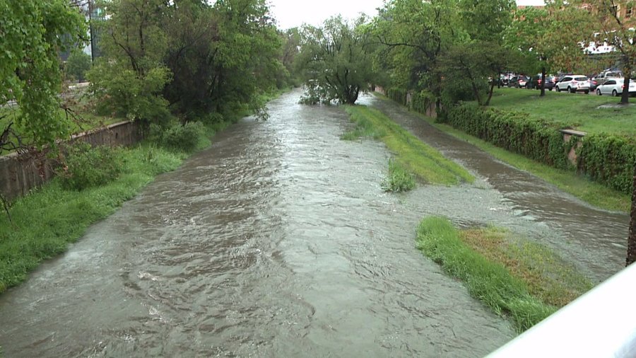 Cherry Creek flooded in Denver