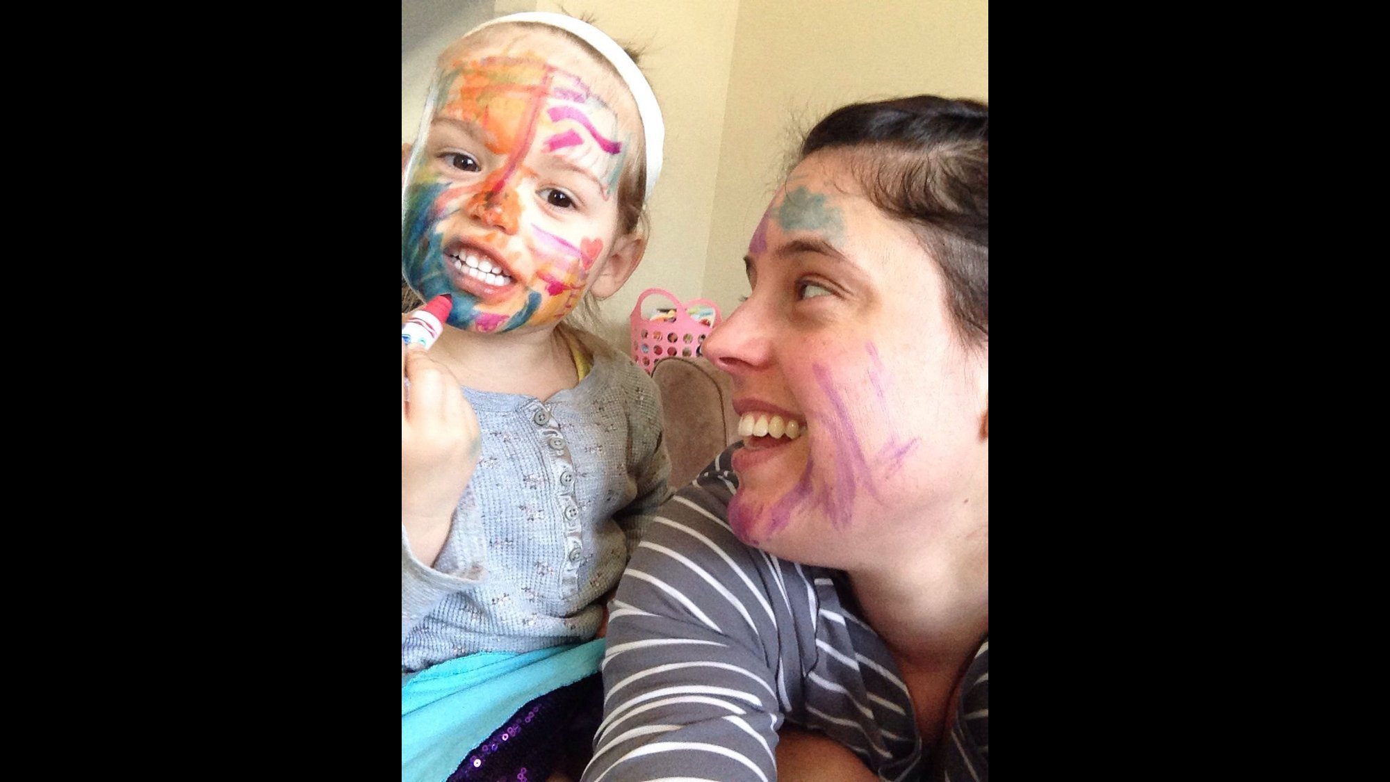 "One of my proudest moments as a mother: Letting my 3-year-old daughter color on my face. When she asked to color me, this gave me a new 'aha moment': Live a little, even out of my comfort zone." -- Tanya Wilson, St. Thomas, Ontario