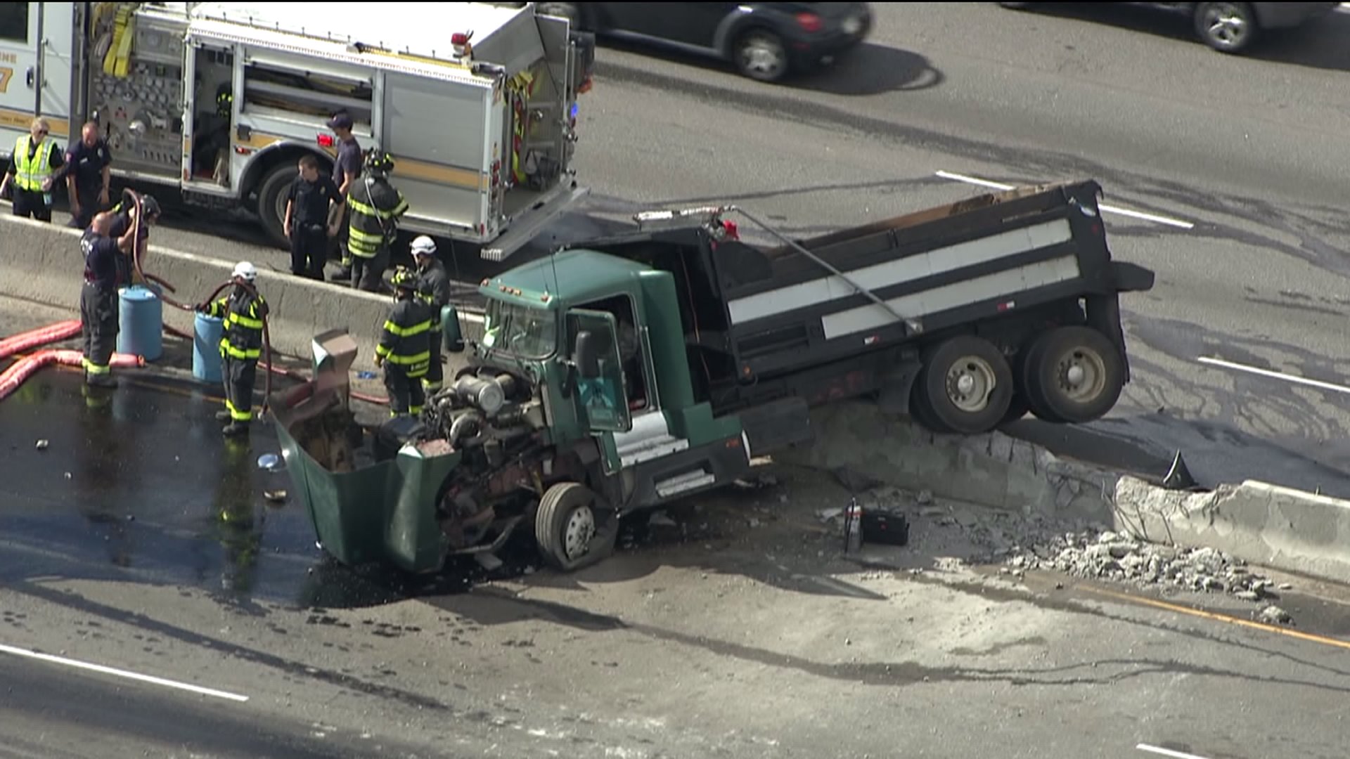 Truck vs. Median crash at I-70 and Peoria in Denver