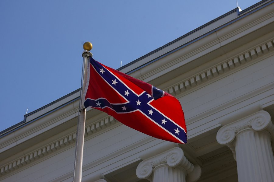 The Confederate battle flag flies at a Confederate war memorial on the grounds of Alabama state capitol in Montgomery on February 26, 2009. (Photo: CNN)