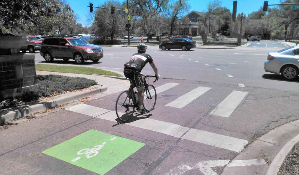 Bike detection lane at Denver intersection