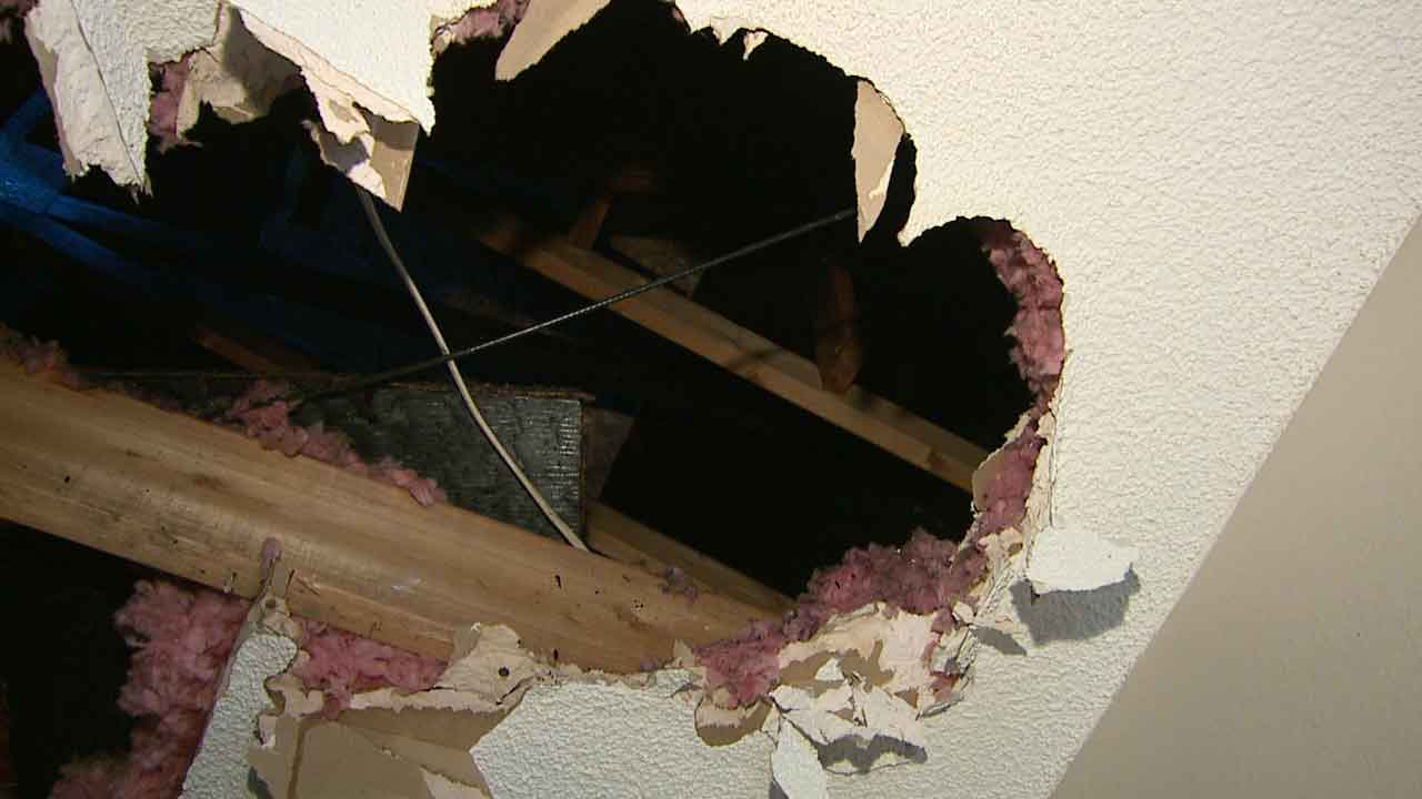 Hole in house from lightning strike