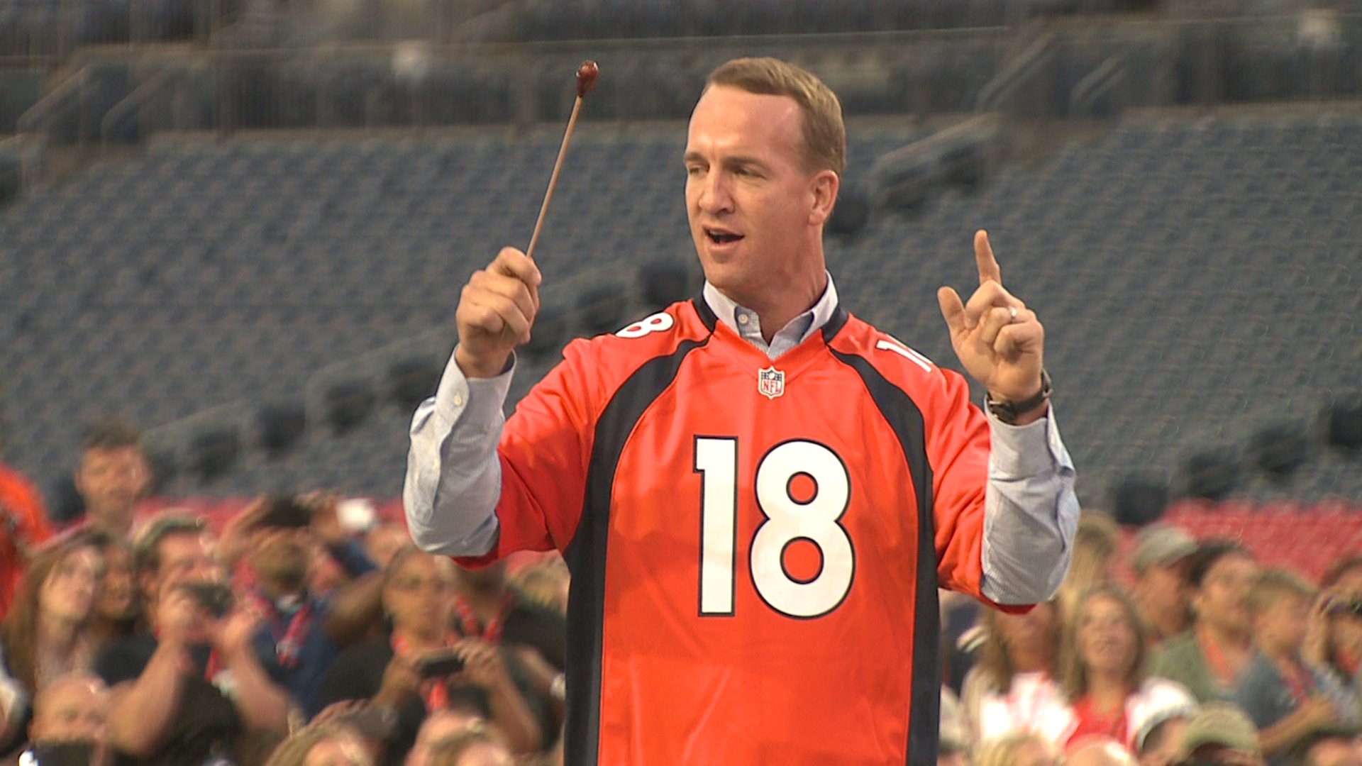 Peyton Manning's upside-down baton