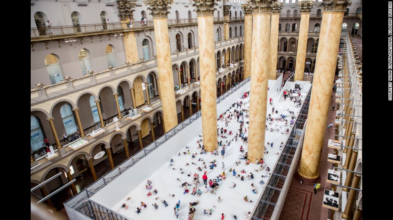 "The Beach" is an indoor installation at the National Building Museum. (Photo: Noah Kalina/National Building Museum)