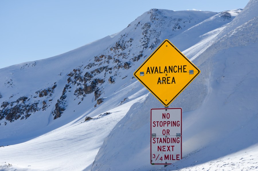 Avalanche sign Loveland Pass