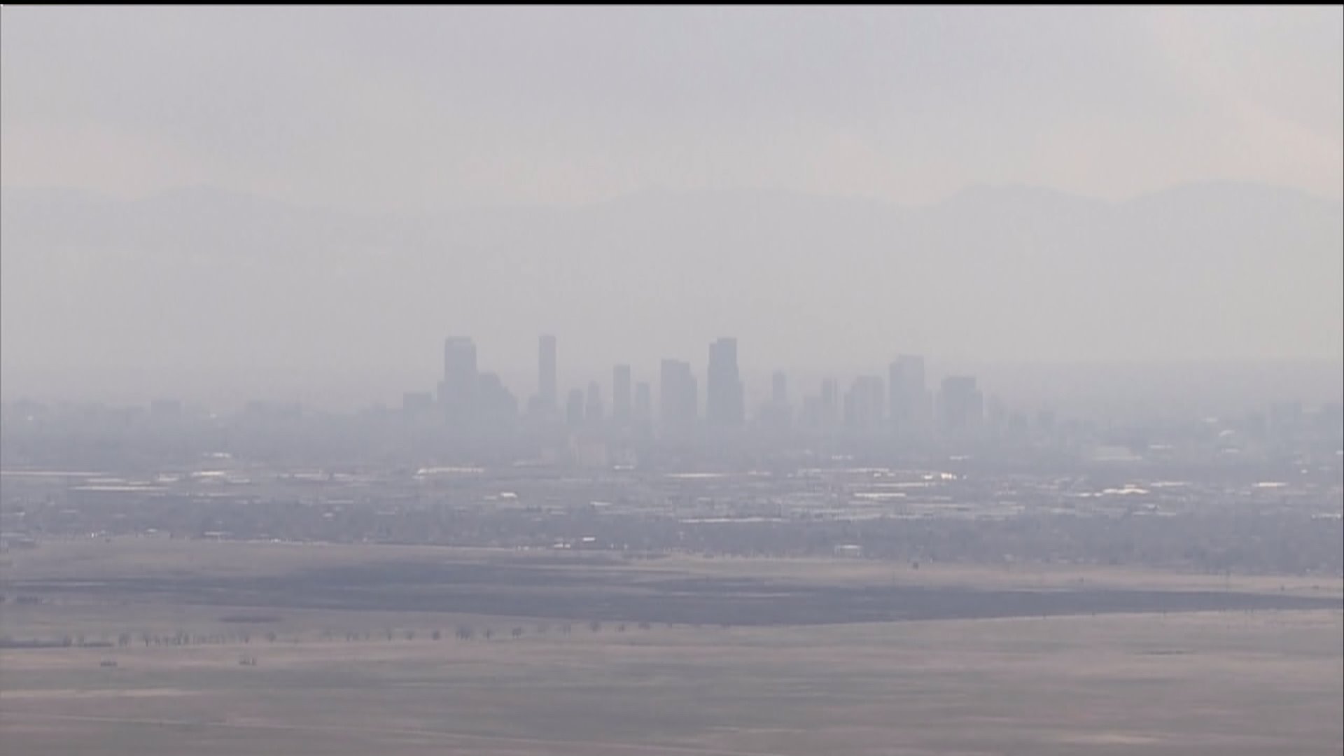 Denver skyline with visible air pollution