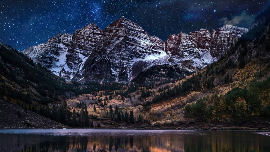 Maroon Bells at night