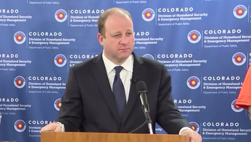 Colorado Gov. Jared Polis holds a COVID-19 news conference on Sun., March 22, 2020.