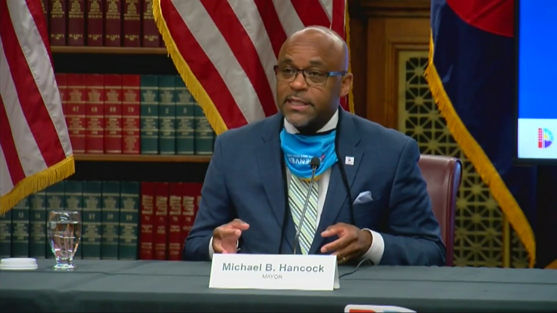 Denver Mayor Michael Hancock at a news conference about COVID-19 on May 14, 2020.