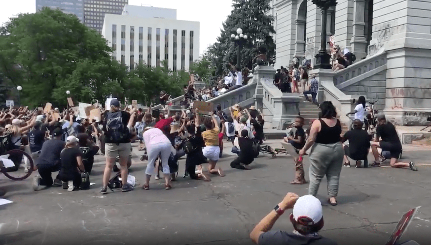 Protesters gather for a seventh day at the Colorado State Capitol on Wednesday afternoon, June 3, 2020.