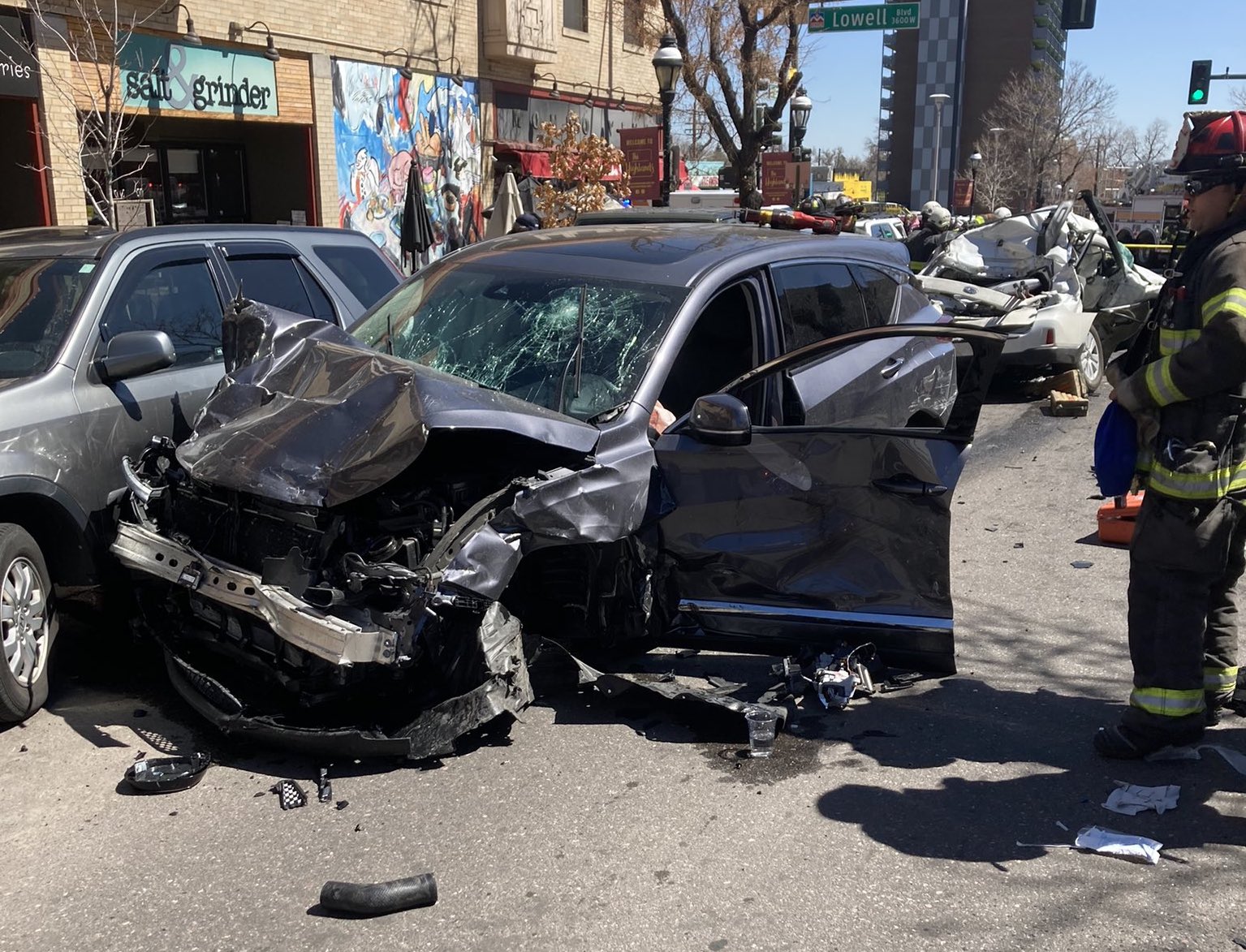 Damaged automobile after crash