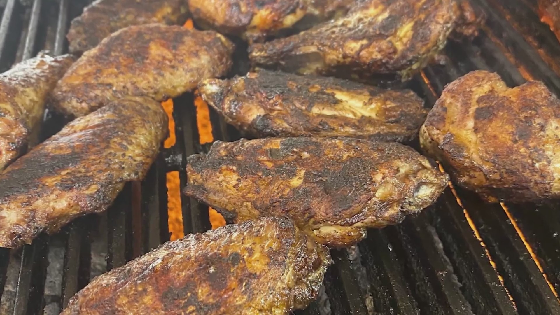 Grilled chicken wings on the pit