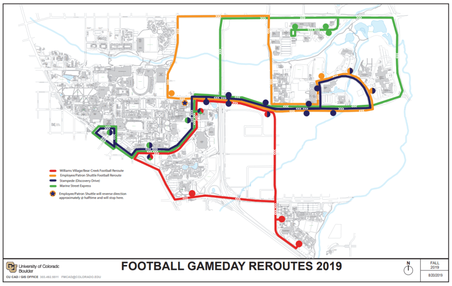 Credit: CU Boulder gameday buff bus route