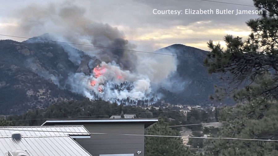 Wildfire burning near Estes Park, Colo. on Nov. 16, 2021.