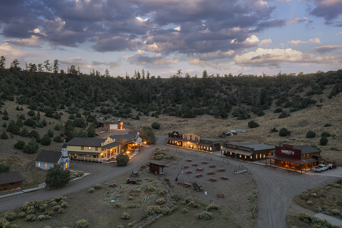 Aerial of Old West Town in Saguache County