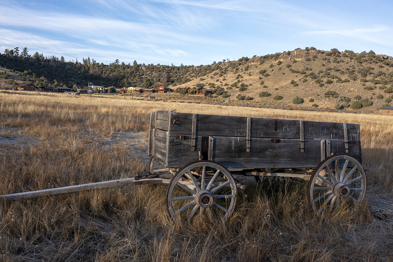 Wagon in Old West town