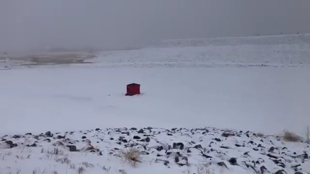 Ice fishing tent at Chatfield State Park