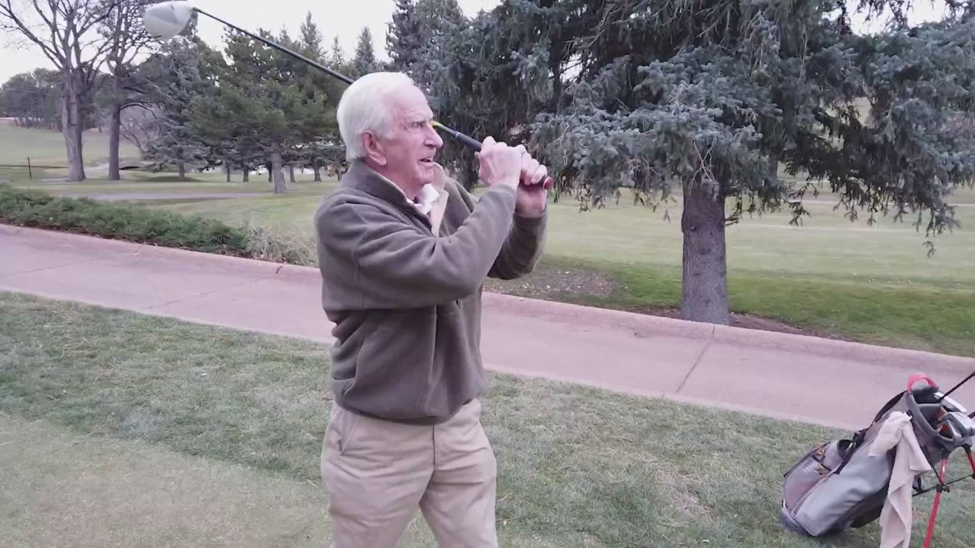 Ron Evenson swings a golf club at Broadmoor Golf Club in Colorado Springs