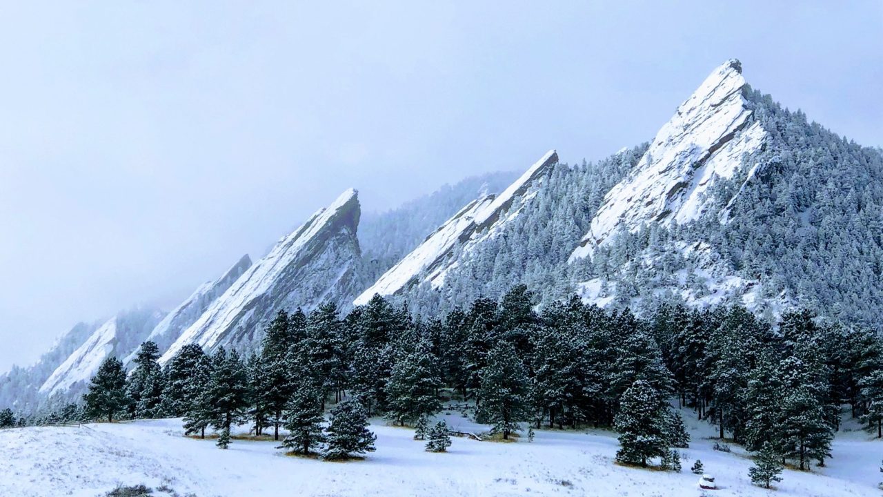 The Flatirons near Chautauqua Park in Boulder are seen covered in snow in this file photo.