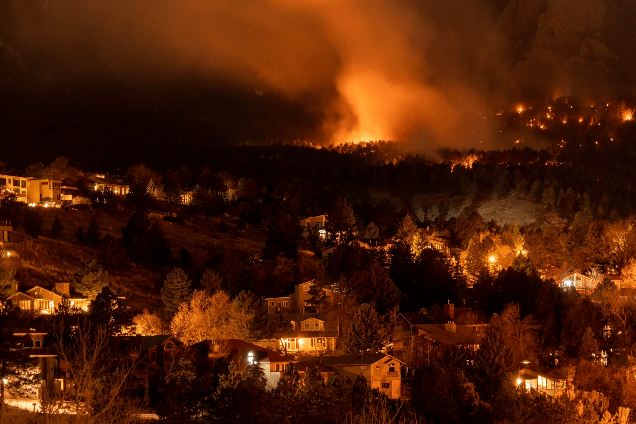 NCAR Fire burns at night