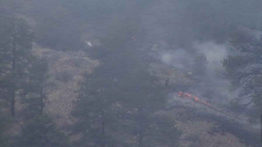 Flames blaze near Estes Park