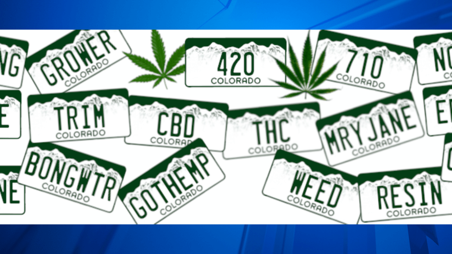 Cannabis-themed plates in Colorado