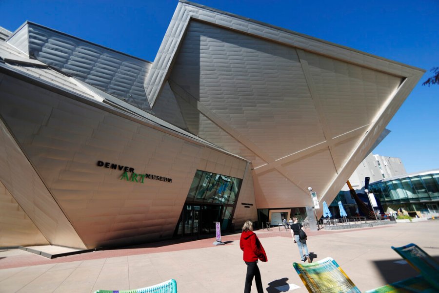 The Denver Art Museum's Hamilton Building, with the Martin Building in the background, in October 2019.