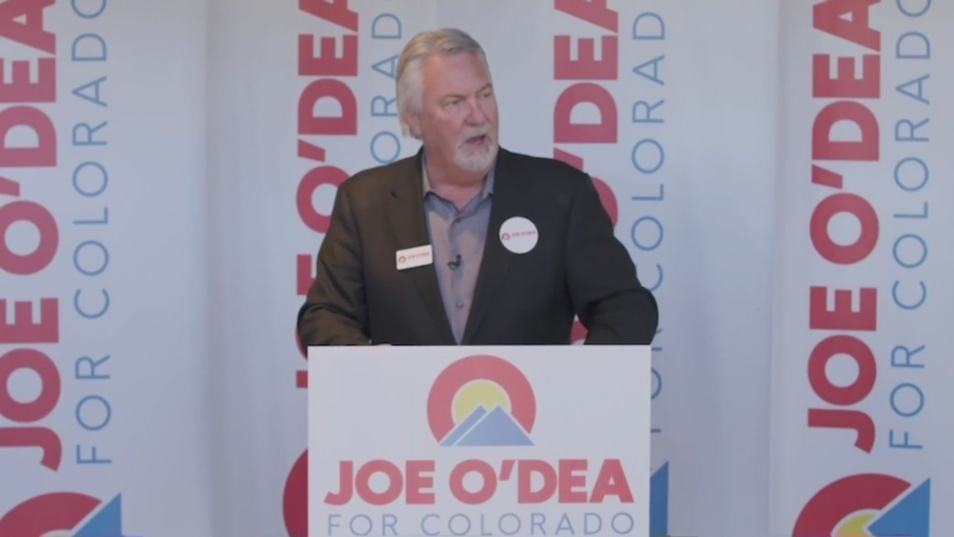 Joe O'Dea US Senate candidate at lectern