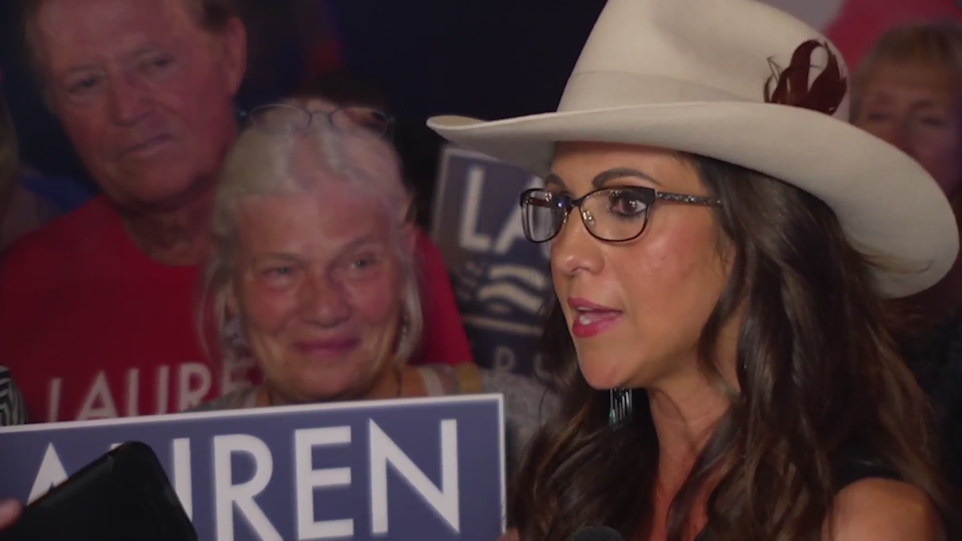 Lauren Boebert in cowboy hat and glasses