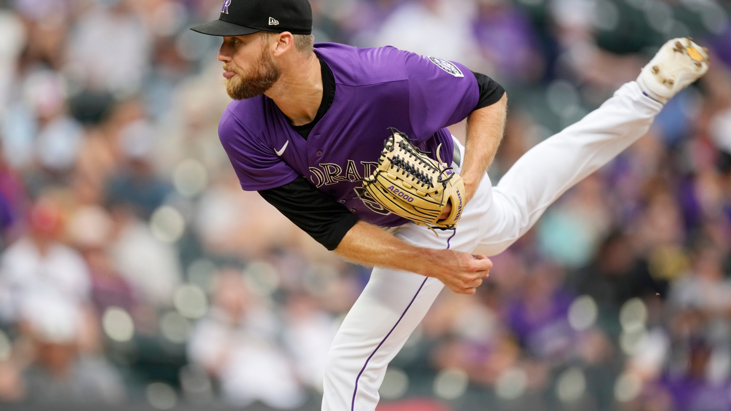 Colorado Rockies relief pitcher Daniel Bard pitches against the Pittsburgh Pirates